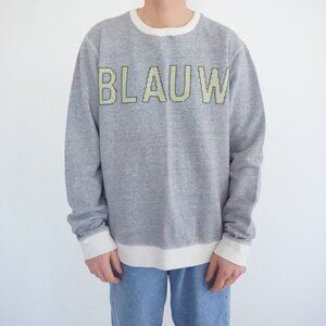 Scotch And Soda Blauw Grey Graphic Crewneck Preppy Spellout Sweatshirt XXL